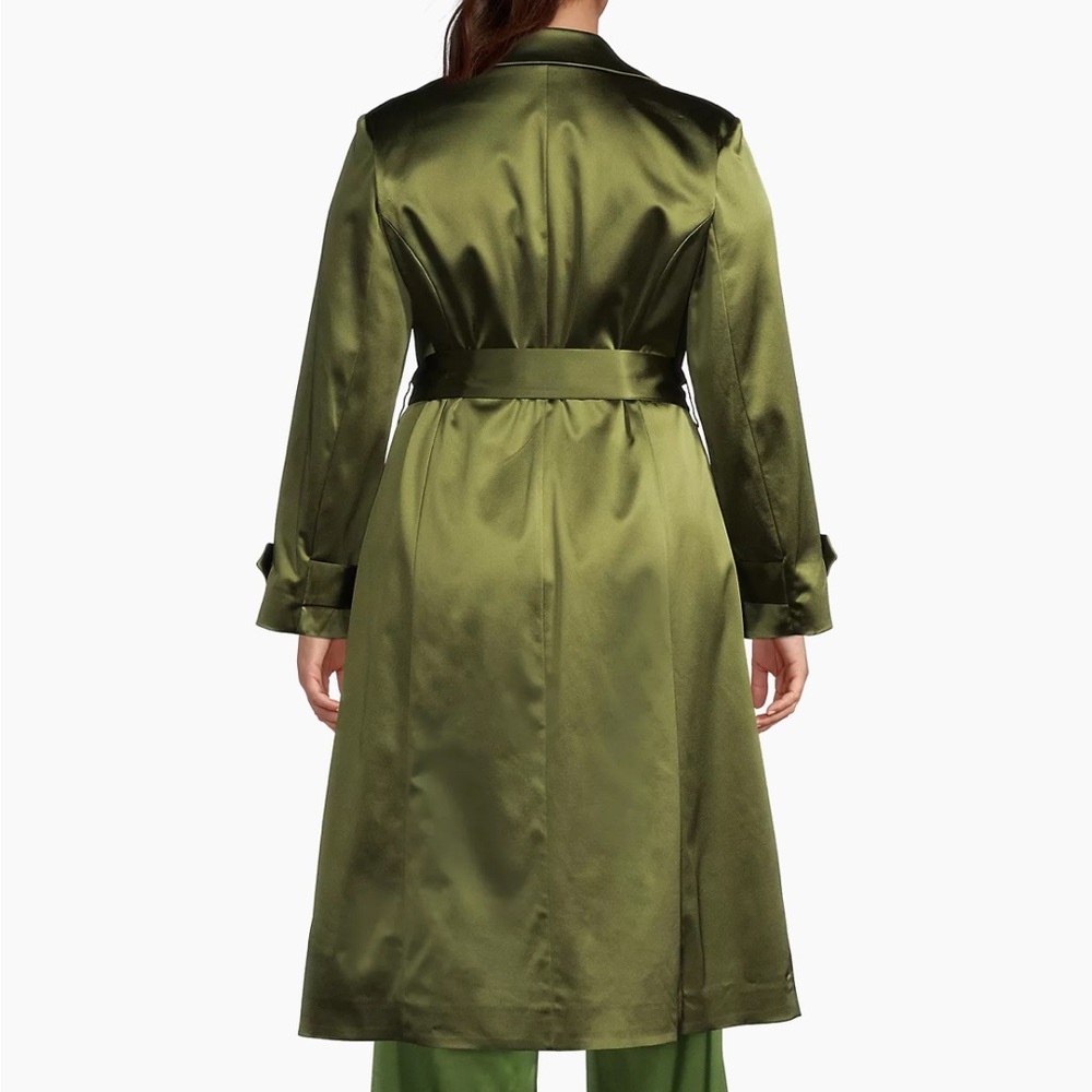 Gabriella Rossetti Caterina Stretch Satin Coat Green Leaf Size 18 - Picture 8 of 9